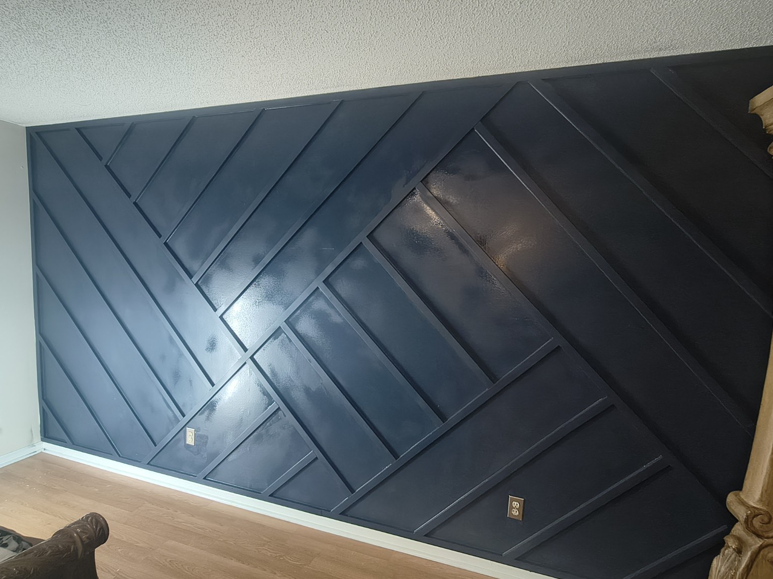 Navy geometric wall